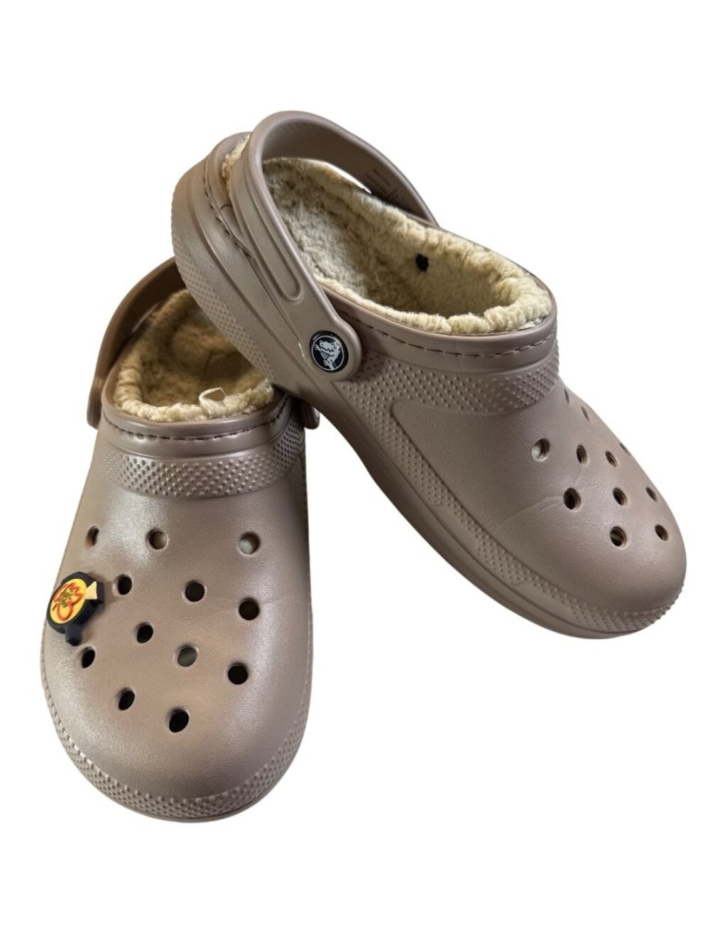 CROCS Unisex Faux Fur-Lined Clogs Mules~Size W9/M7~Tan Casual Slip-On P7 08